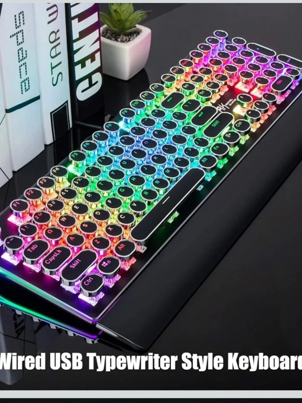 RK Royal Kludge S108 Retro Mechanical Keyboard RGB Blue Switch Wired Black